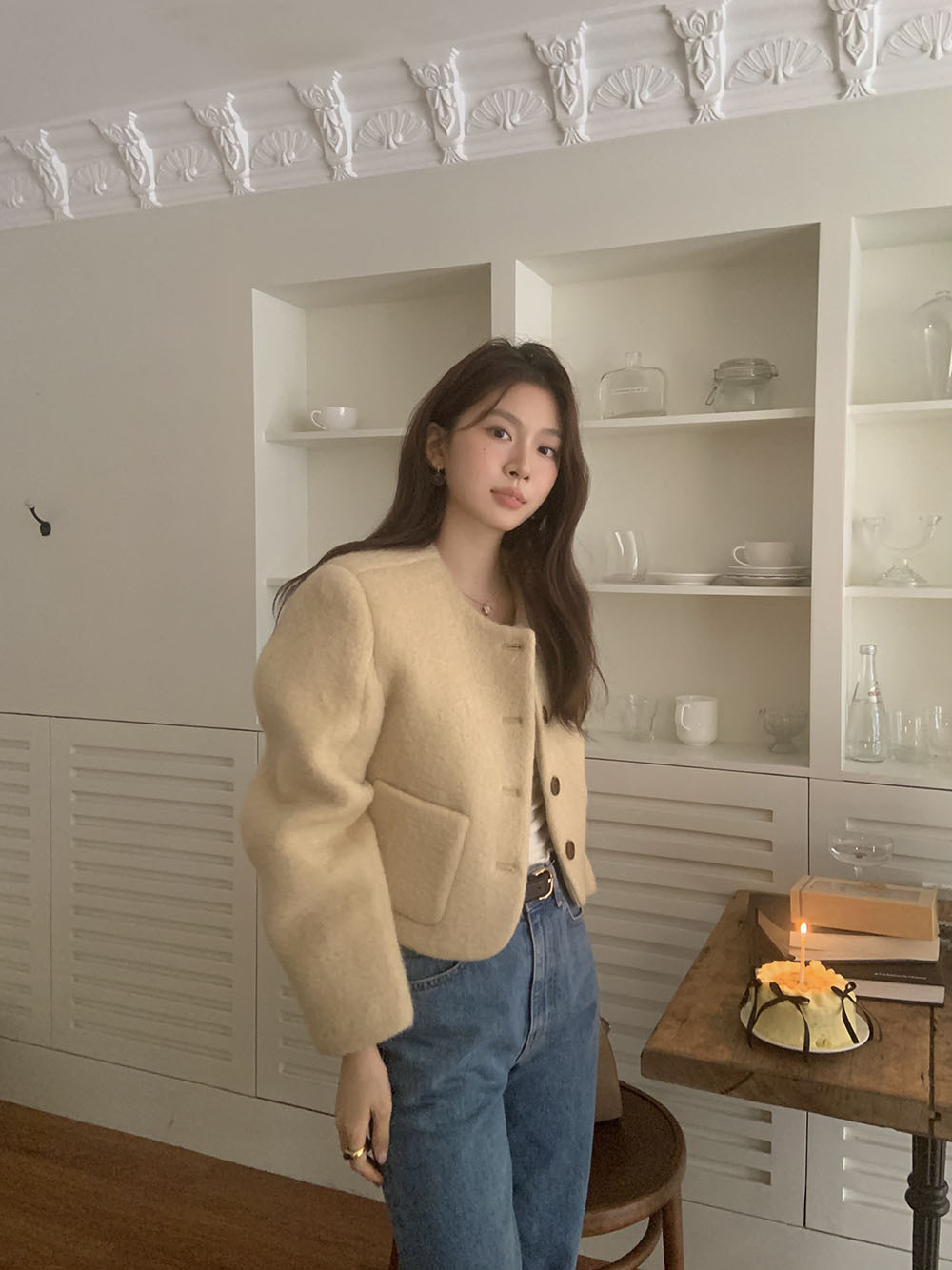 바배🚀너도나도템💖이브 노카라 버튼 울 숏 코트 재킷(2color) 상세 이미지 29