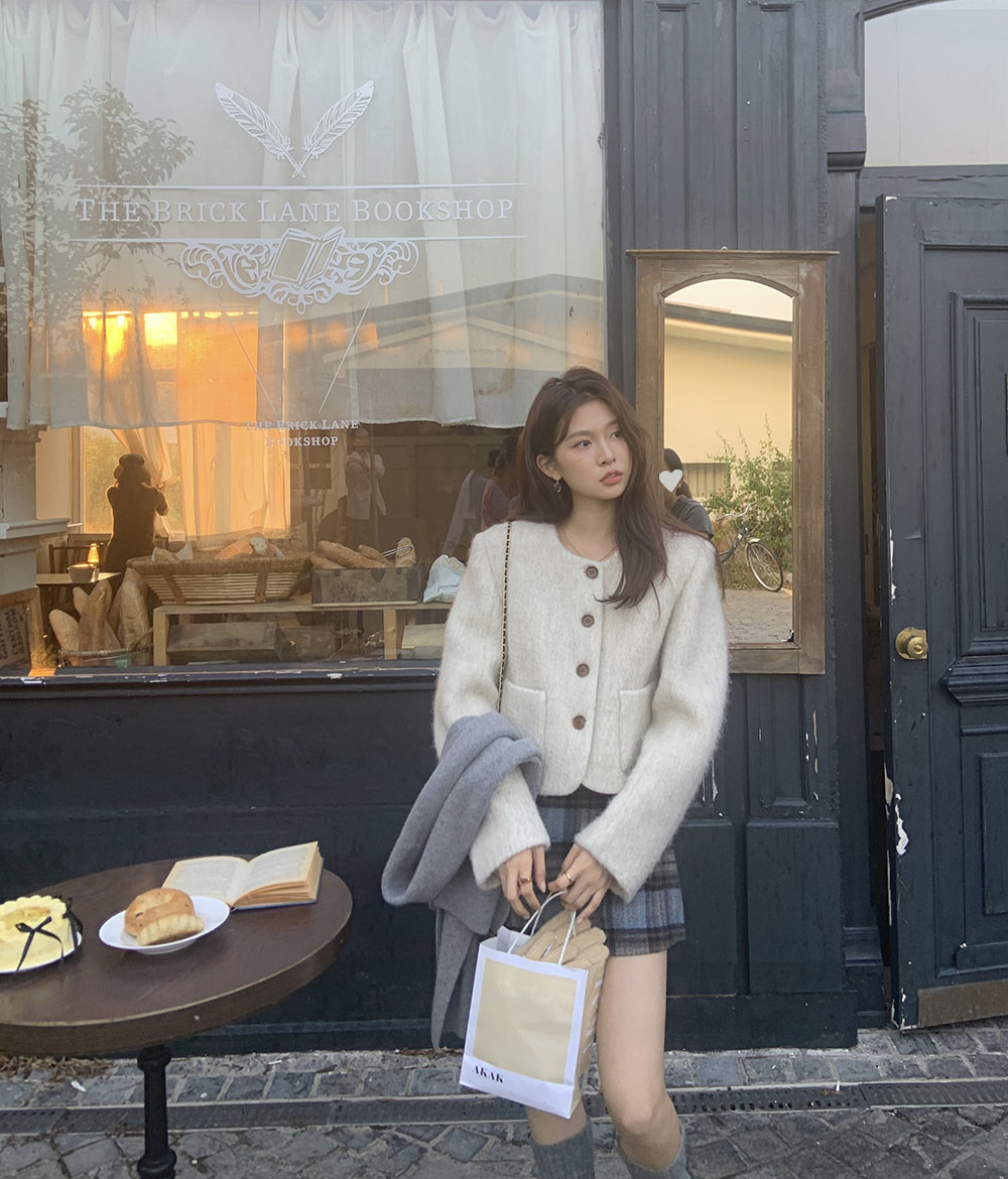 바배🚀너도나도템💖이브 노카라 버튼 울 숏 코트 재킷(2color) 상세 이미지 21