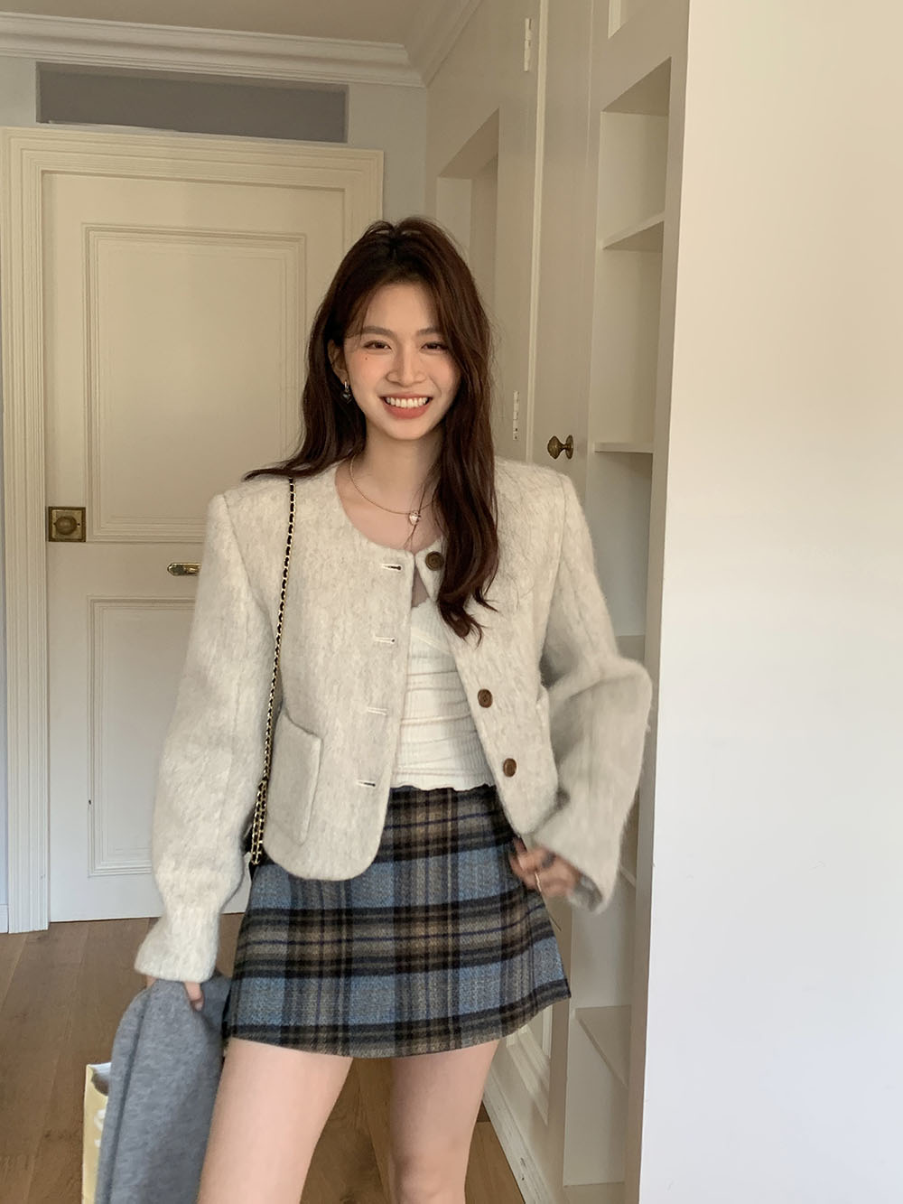바배🚀너도나도템💖이브 노카라 버튼 울 숏 코트 재킷(2color) 상세 이미지 14
