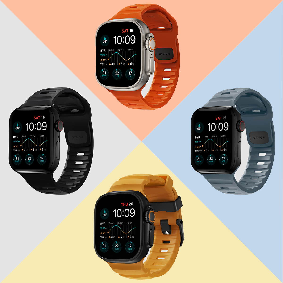 노마드 애플워치 스포츠 스트랩 컬렉션 44 45 49 울트라 밴드 운동 여름 러닝 SE