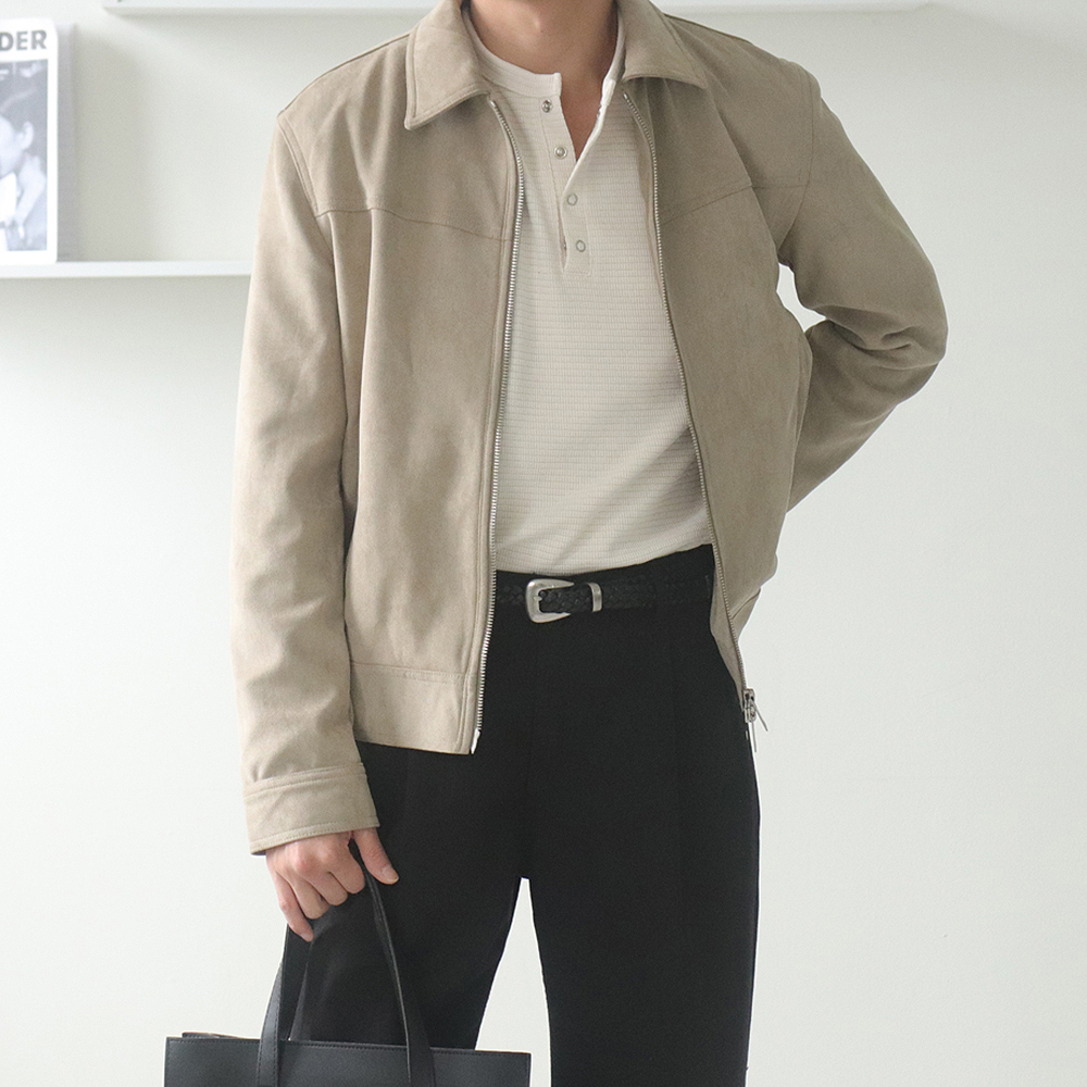 남자 스웨이드 자켓 오버핏 트러커 남자 자켓 - 상품 이미지