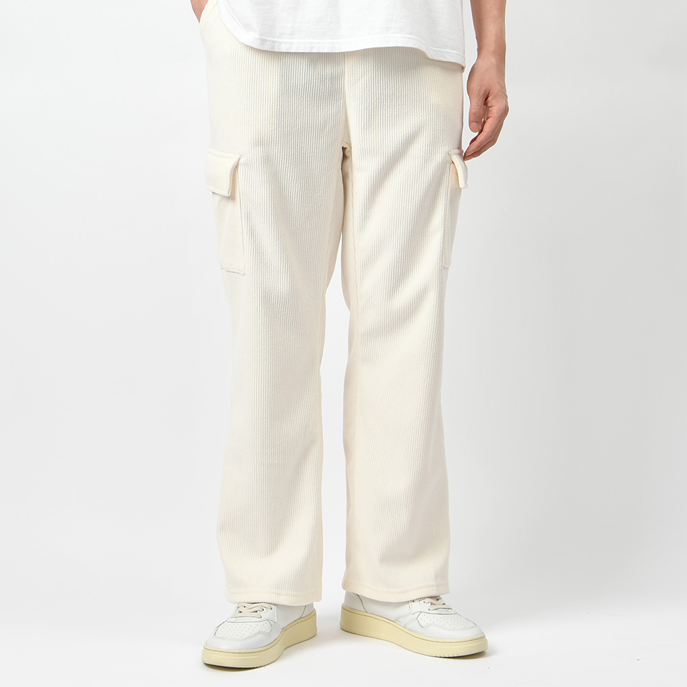 남자 코듀로이 골덴 카고 와이드 기모 스판 밴딩 팬츠 - 상세 이미지 4