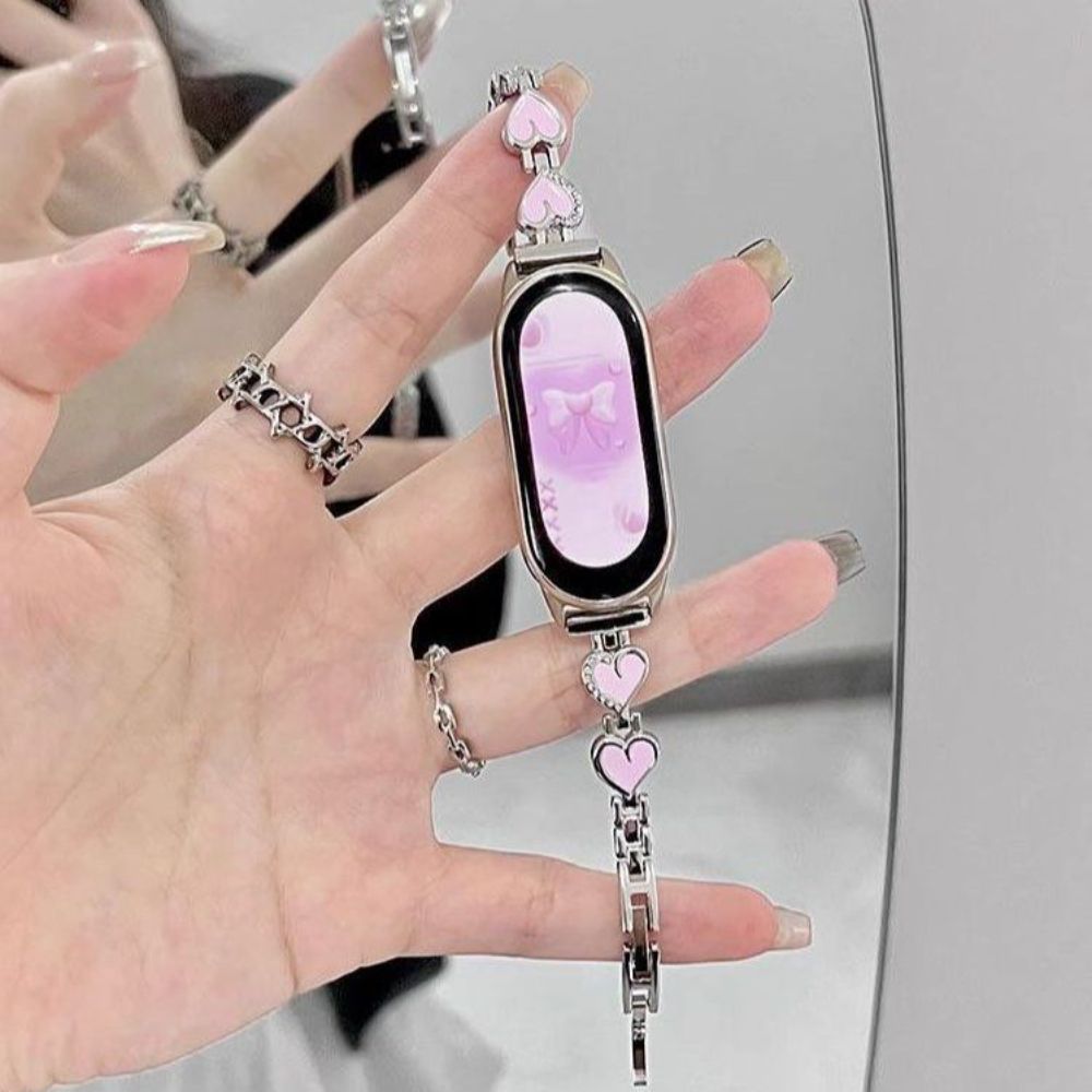 미밴드9 스트랩 하트 메탈 팔찌 밴드 블랙러브 하트 Mi Band 9/9nfc/세라믹 범용 - 상품 이미지