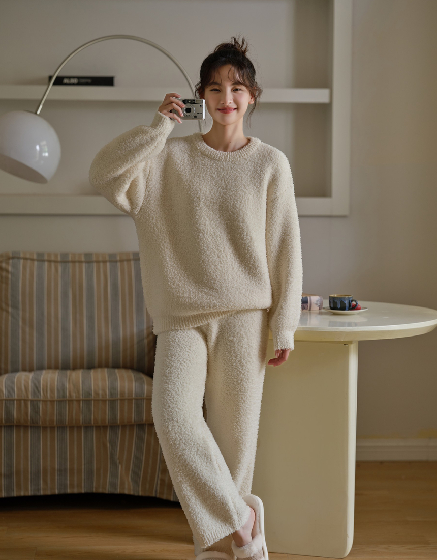 여성 겨울 프리미엄 원단 솜사탕 수면잠옷 파자마 홈웨어 상하세트 이미지 3