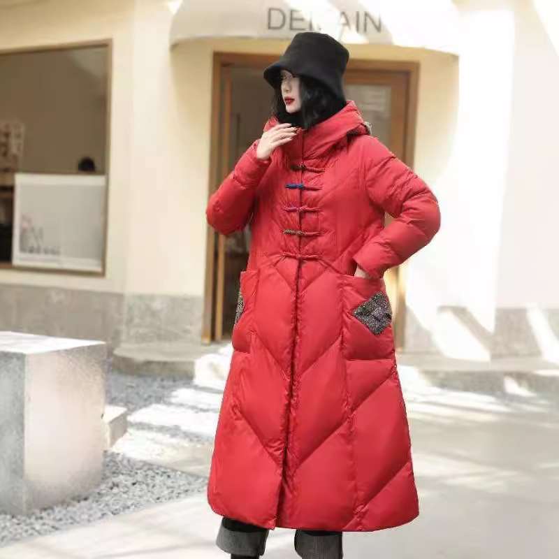 여성 누빔 저고리 개량한복 두루마기 롱 패딩 덕다운 겨울 - 상품 이미지