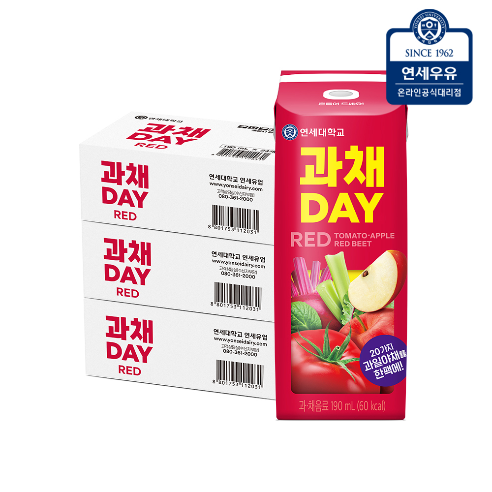 연세유업 과채데이 레드 190ml 72팩 - 상품 이미지