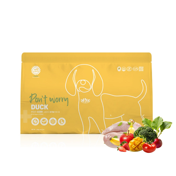 [샘플5개증정] 엘릿 엘리트 유기농 인증사료 안전한 강아지사료 오리고기, 1.6kg, 1개