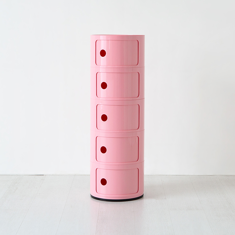 빙그리 원형 슬라이딩 수납장 320mmx945mm, 5단, 핑크 2275.7696 - 메인 이미지