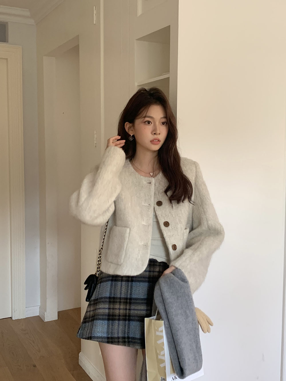 바배🚀너도나도템💖이브 노카라 버튼 울 숏 코트 재킷(2color) 상세 이미지 13