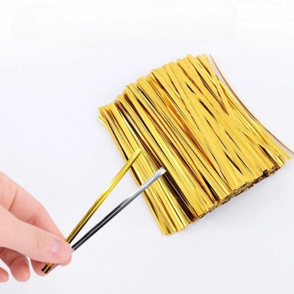 금색 10cm 500개 빵끈 칼라타이 포장용리본 - 메인 이미지