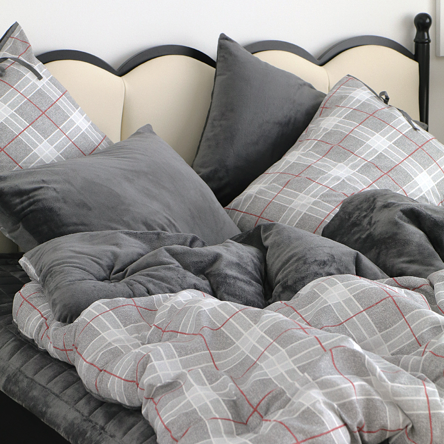 극세사이불 겨울 차렵이불 타탄 따뜻한 옥수수솜 침구 SS