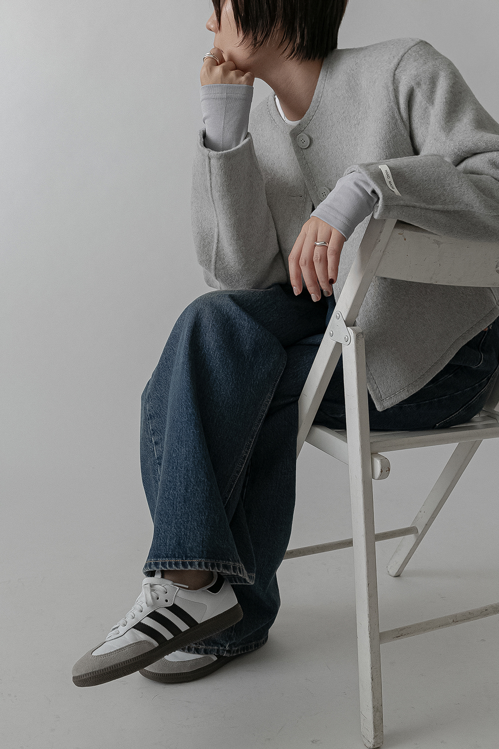 [핸드메이드] 노카라 스티치 크롭코트 상세 이미지 11