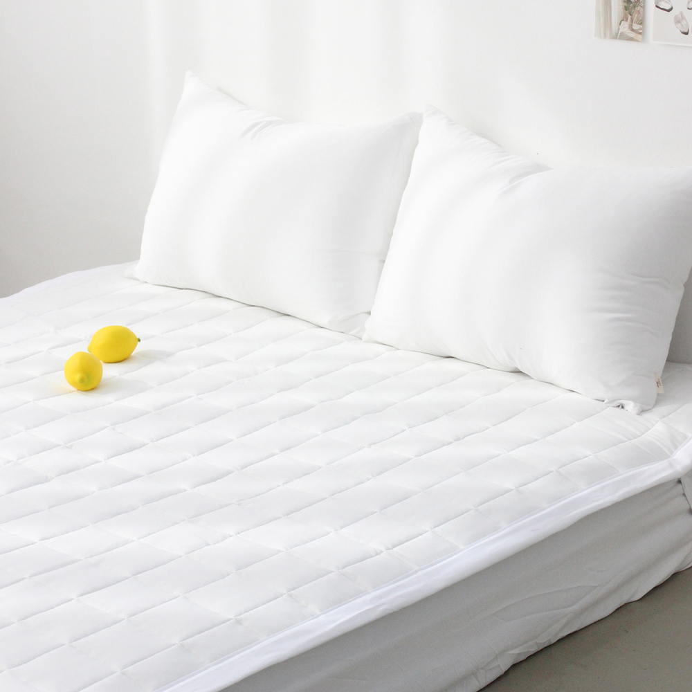 부드러운 아멜리 워싱 고정밴딩 침대패드 멜로우 화이트, Q(퀸)