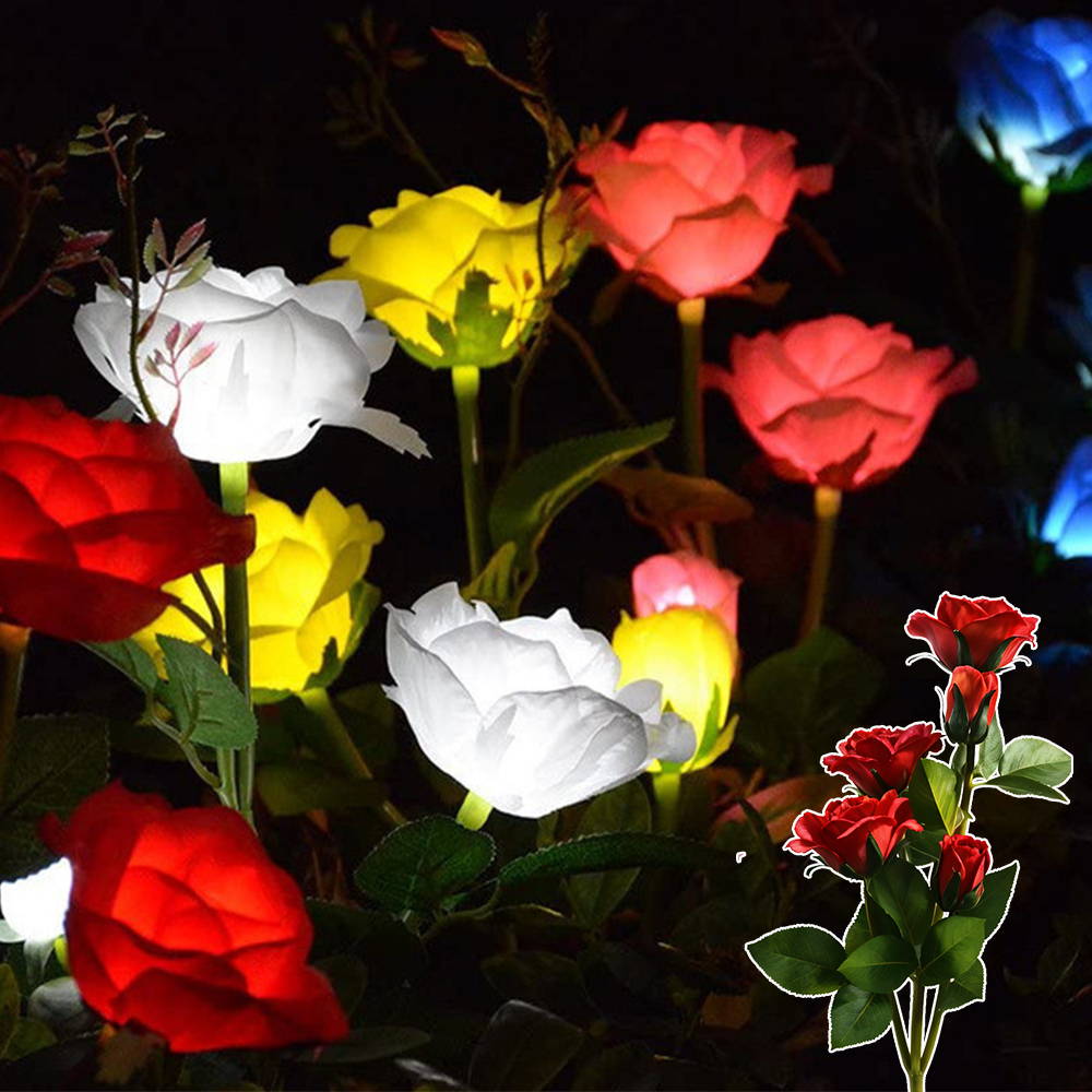 LED 태양광 장미 정원등 꽃 조명 잔디등 태양열 조화 전등 외등 실외등