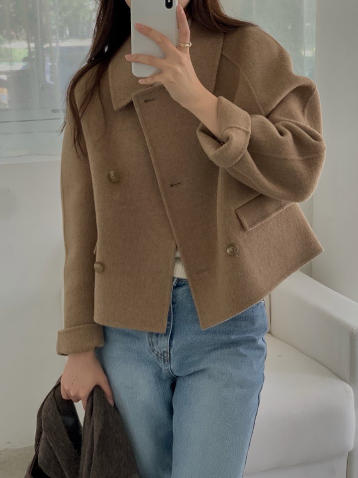 (당일)리브레 미우 더블 핸드메이드 자켓 여성 가을 겨울 출근룩 데일리룩 울카라 숏 자켓(85060) 상세 이미지 10
