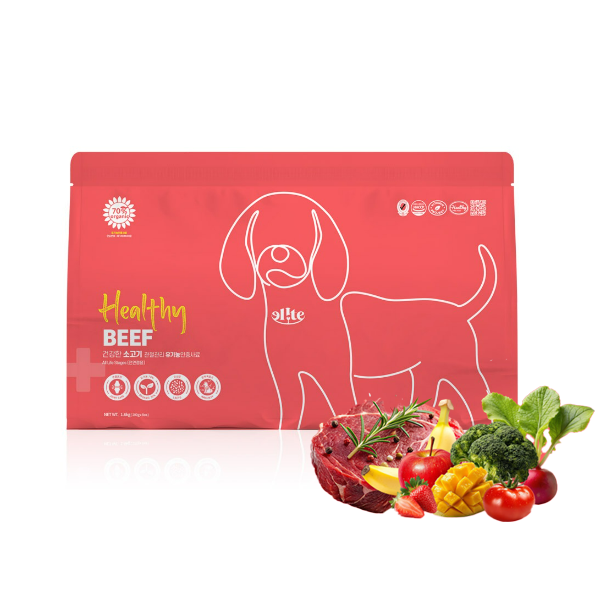 [샘플5개증정] 엘릿 엘리트 유기농 인증사료 안전한 강아지사료 쇠고기, 1.6kg, 1개
