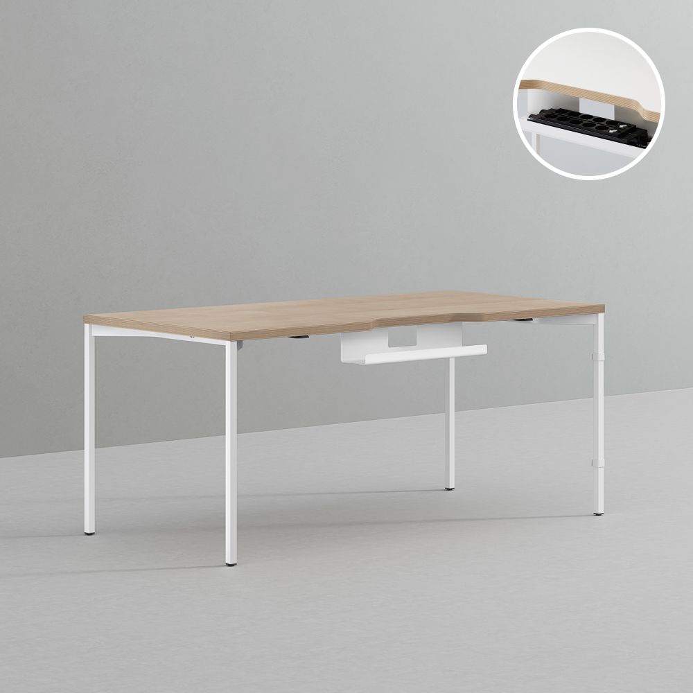 데스커 컴퓨터 책상 2.0 1600x800mm, 메이플+화이트 - 상품 이미지