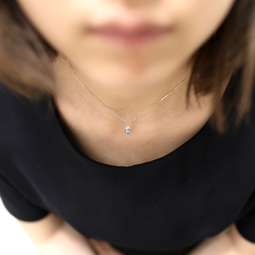 물방울목걸이 14k 18k 여자 명품 심플 데일리 다이아몬드 금 체인 팬던트 목걸이 이미지 7