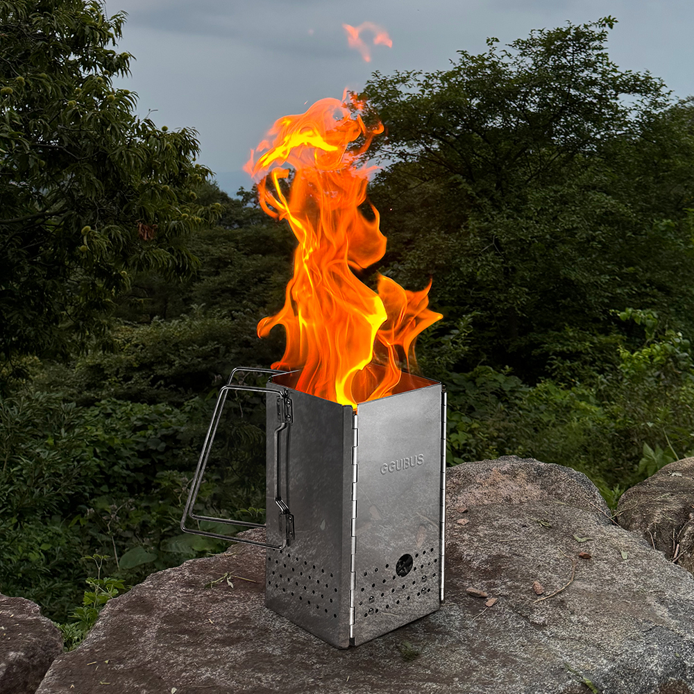 꾸버스 특대형 XXL 차콜스타터 사각 접이식 숯불 착화기 캠핑 휴대용 침니스타터 오덕 가방