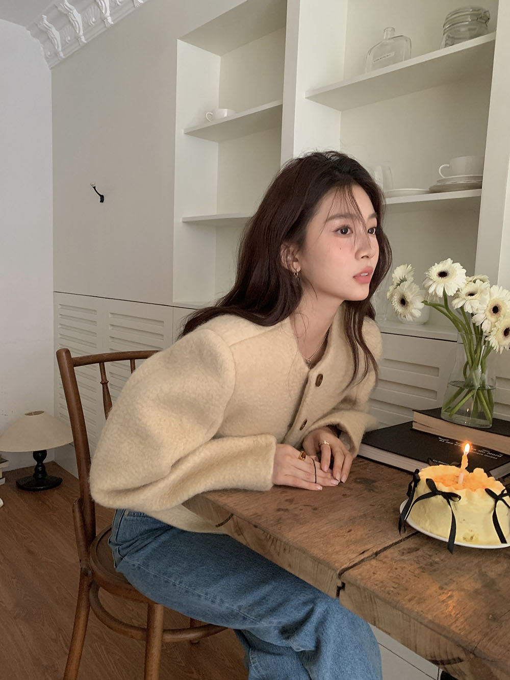 바배🚀너도나도템💖이브 노카라 버튼 울 숏 코트 재킷(2color) 상세 이미지 30