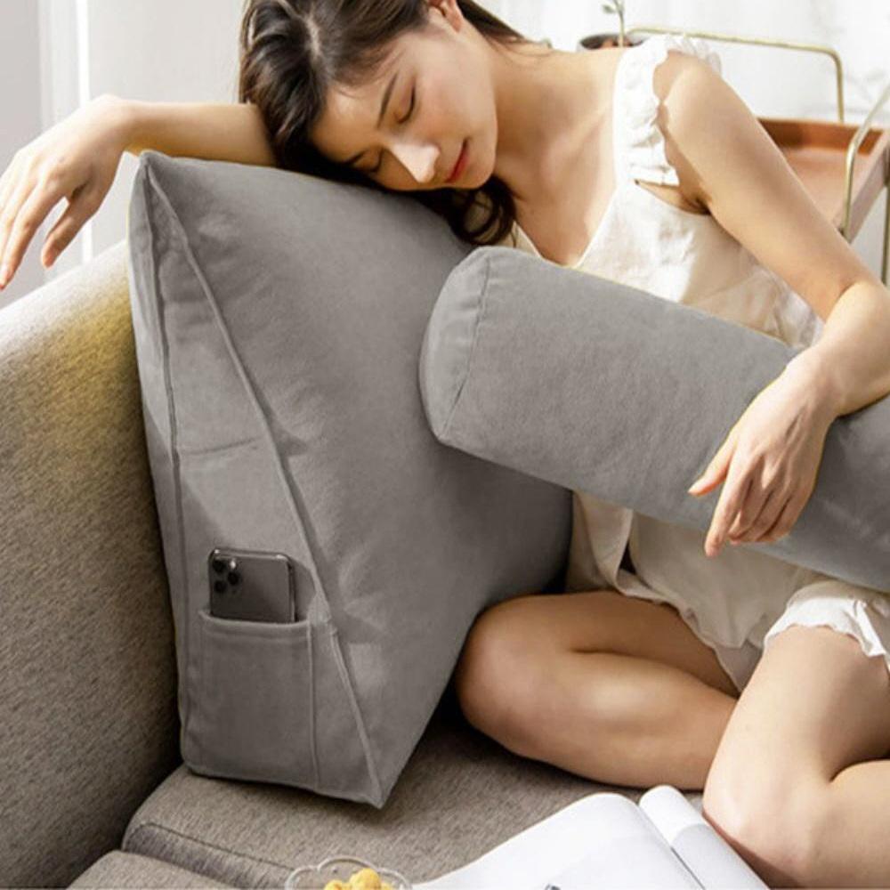 삼각 등쿠션 침대 허리받침대 삼각 쿠션 소형