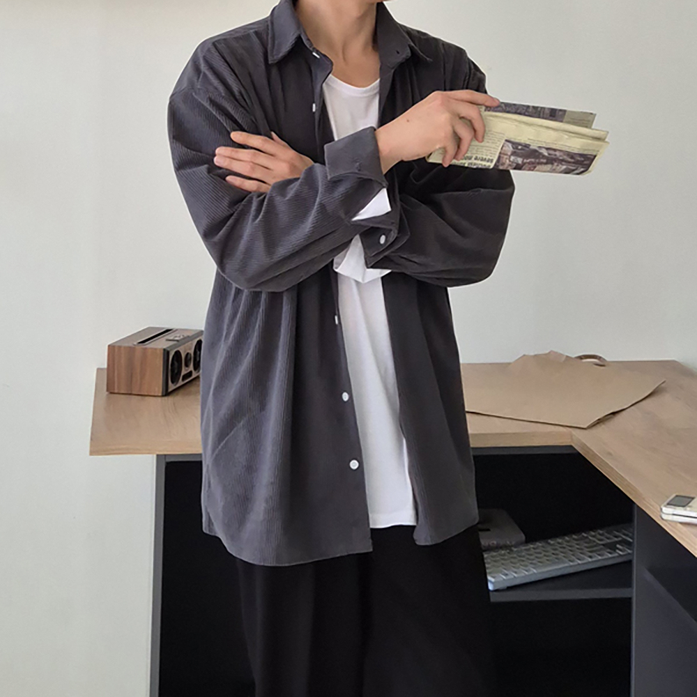 남자셔츠 코듀로이 골덴 셔츠 기모 겨울 오버핏 남방 - 상세 이미지 2