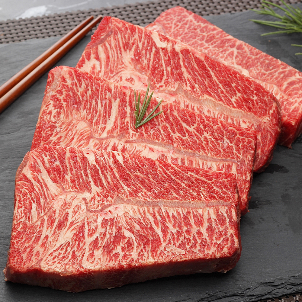 바라던 기름손질 잘된 건강한 목초육 부채살 2cm 400g 스테이크 소고기 호주산 캠핑