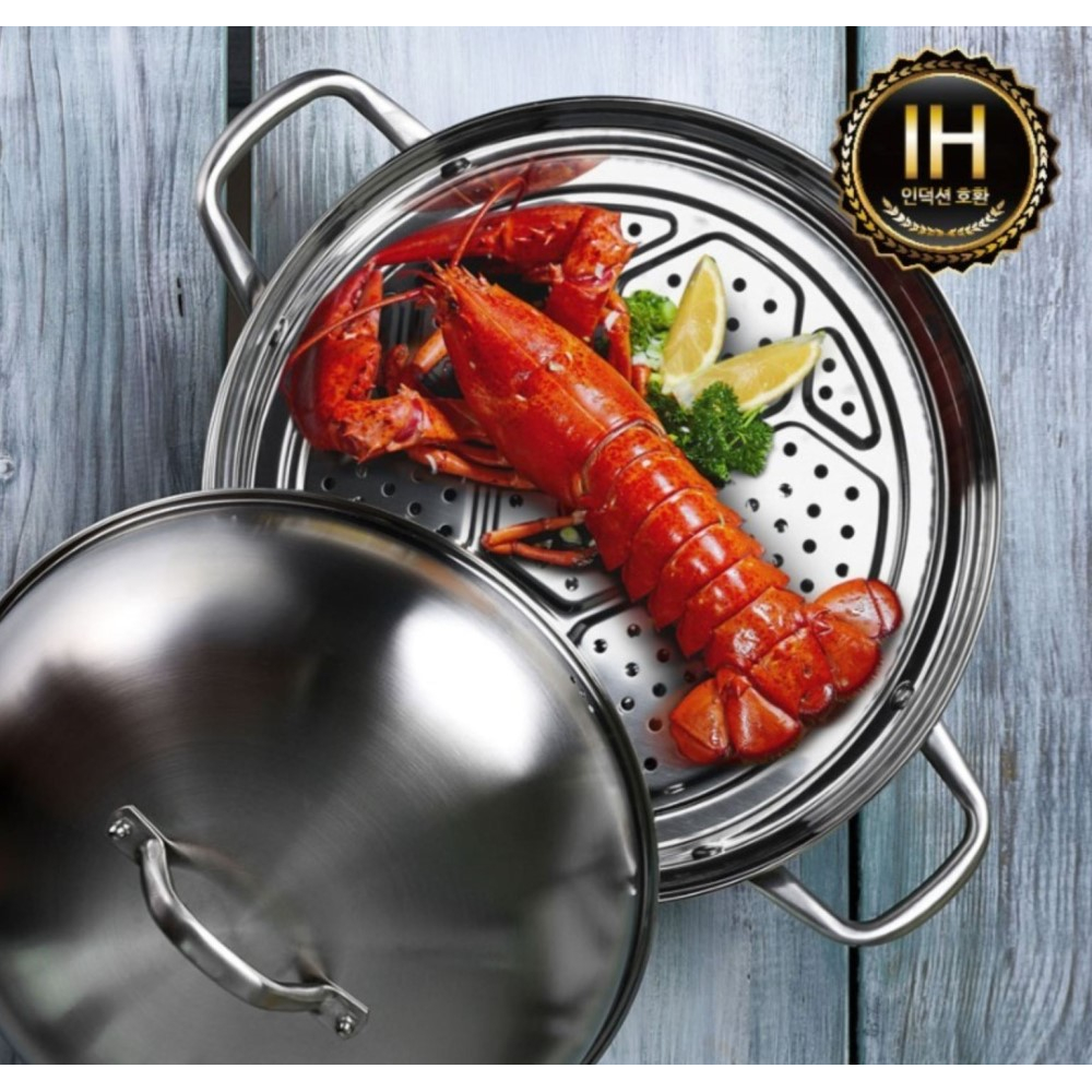 스텐 찜기 인덕션 찜냄비 찜솥 만두 대형 찜통 - 상세 이미지 3