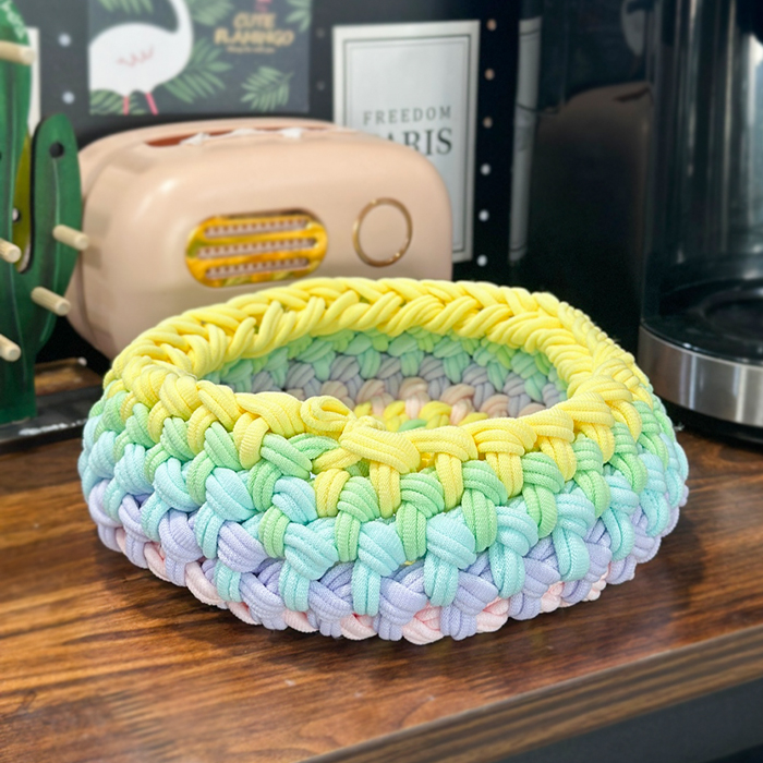 먼지없는 양말목공예 파스텔 원형 수납바구니 바스켓 만들기 diy 퀄트공예 키트 - 상품 이미지
