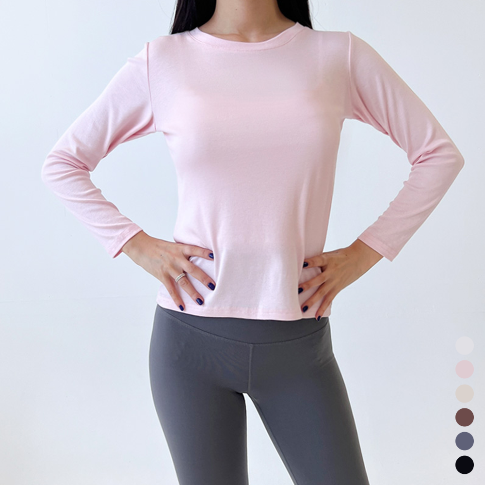 요가복장 헬스장 헬스 필라테스 여성 긴팔 상의 티셔츠 - 상품 이미지