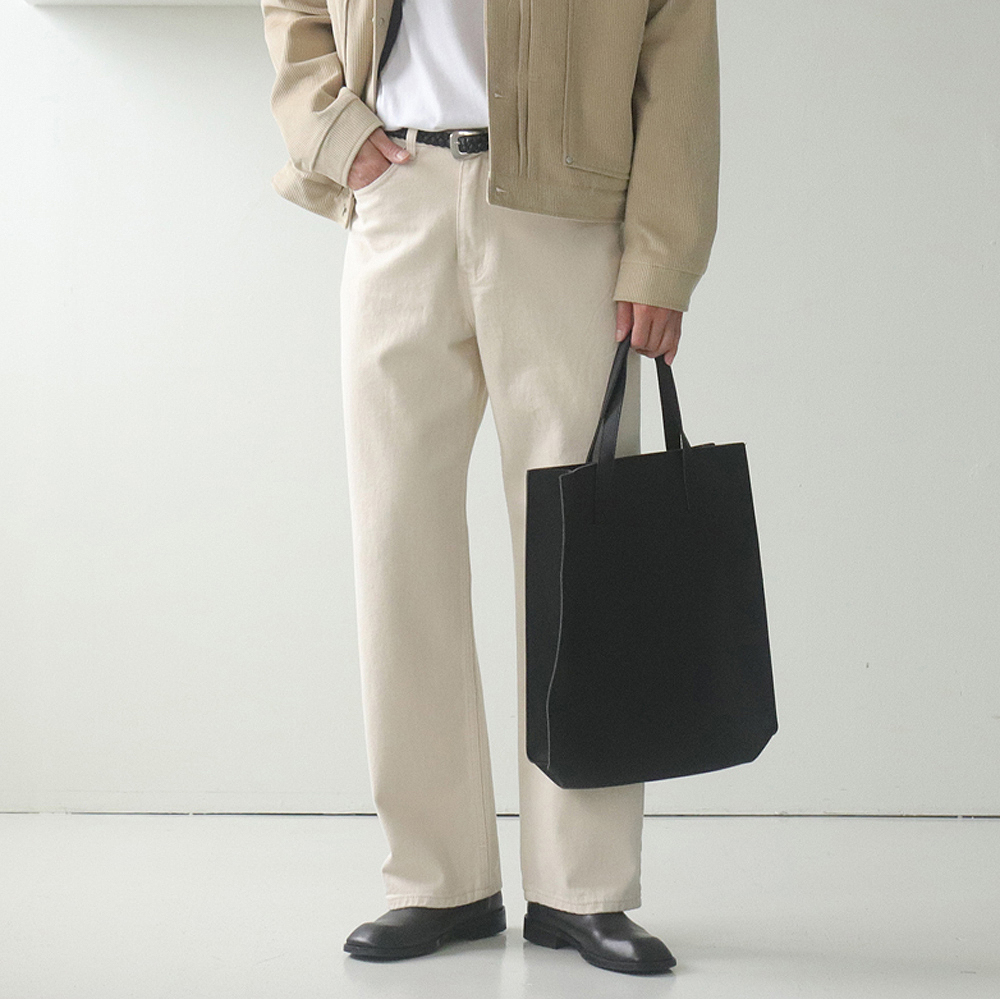 남자 청바지 흰색 아이보리 크림진 남자 와이드청바지