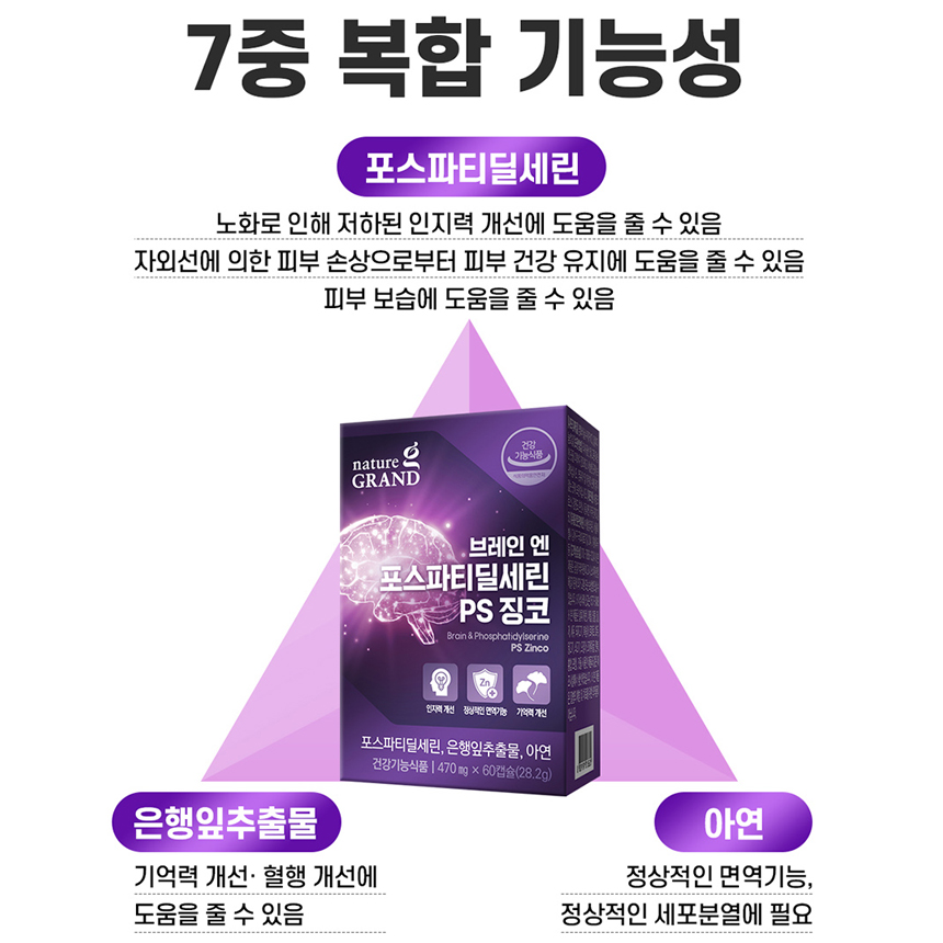 두뇌 인지력 기억력 케어 PS 포스파티딜세린 복합 기능성 징코 - 상세 이미지 4
