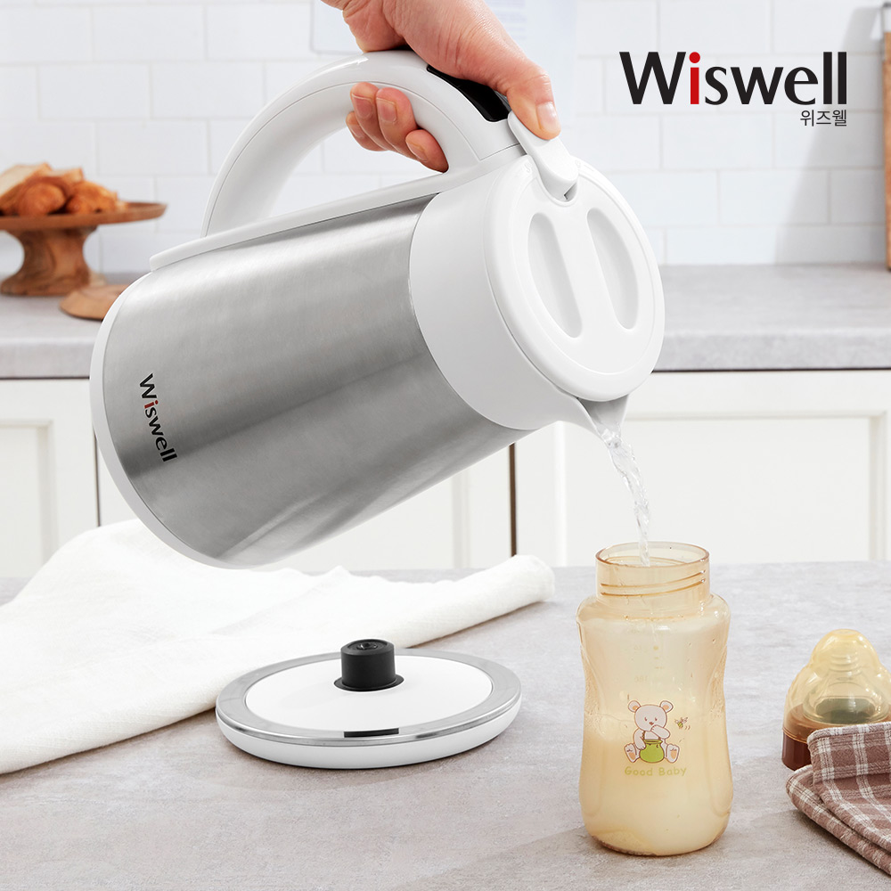 위즈웰 전기포트 온도조절 무선주전자 커피 티 분유 포트 1.5L WK4005