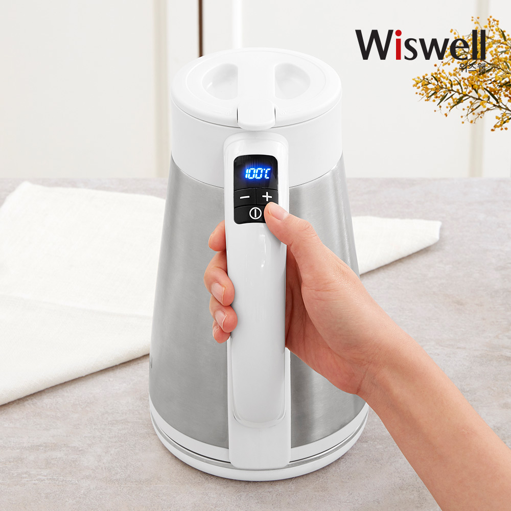 위즈웰 전기포트 온도조절 무선주전자 커피 티 분유 포트 1.5L WK4005