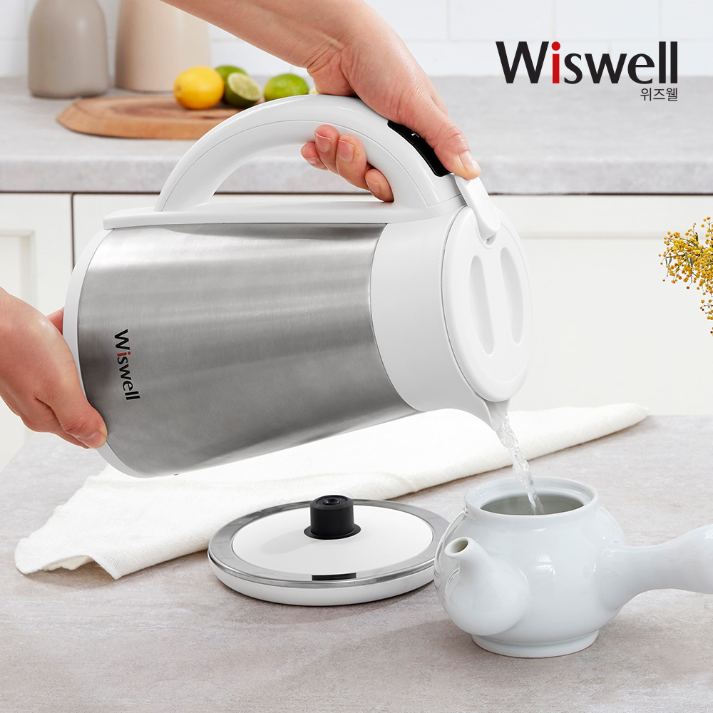 위즈웰 전기포트 온도조절 무선주전자 커피 티 분유 포트 1.5L WK4005