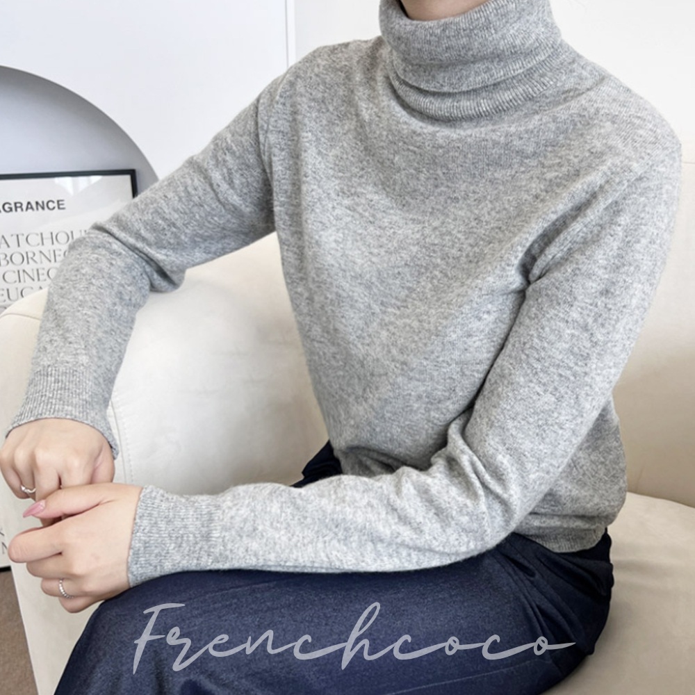 프렌치코코 캐시미어혼방 목폴라니트 터틀넥니트 (국내생산)