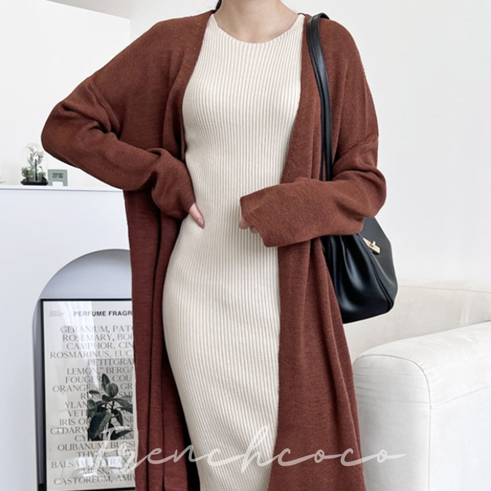 프렌치코코 여성 가을 가디건 니트 루즈핏 롱카디건 (국내생산)