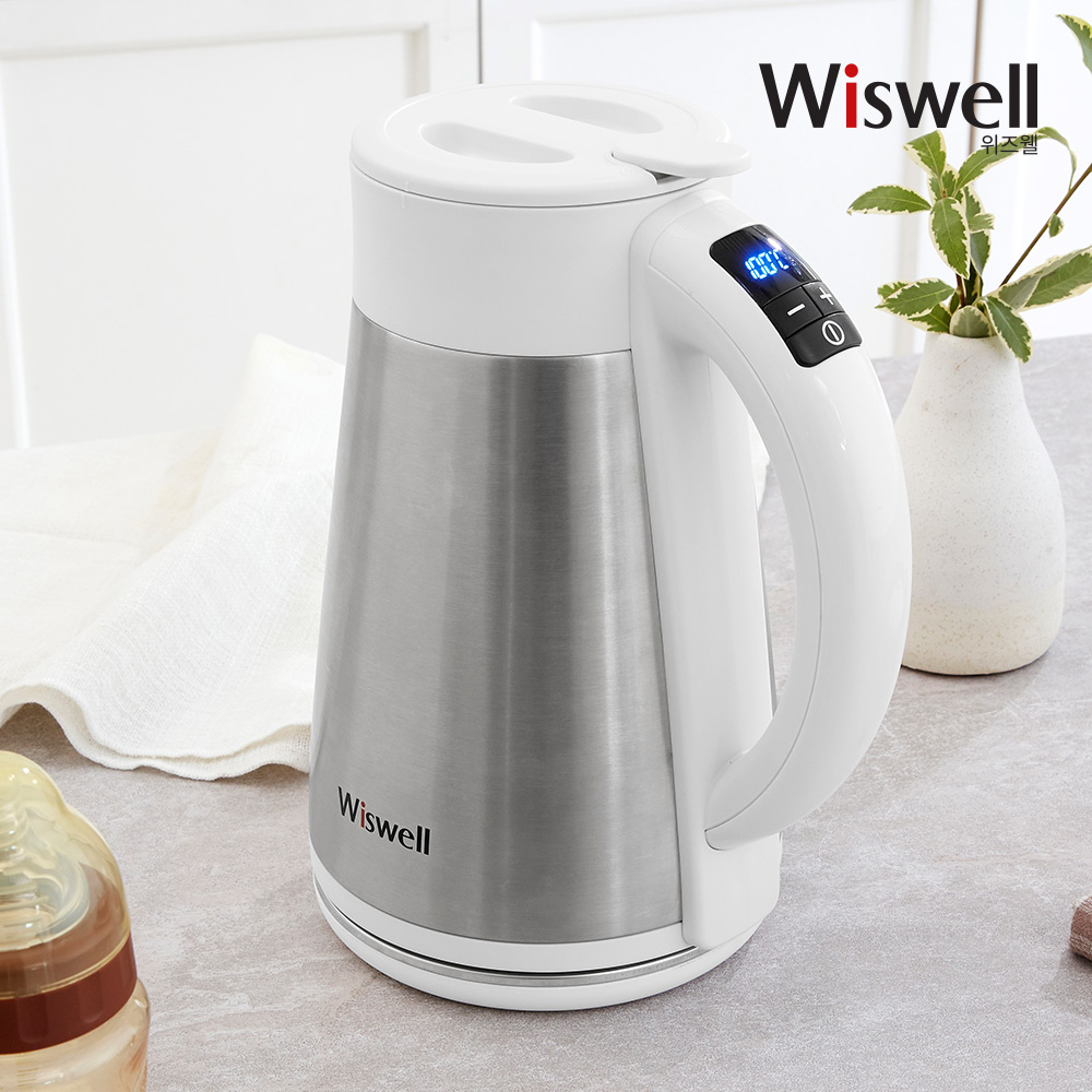 위즈웰 전기포트 온도조절 무선주전자 커피 티 분유 포트 1.5L WK4005