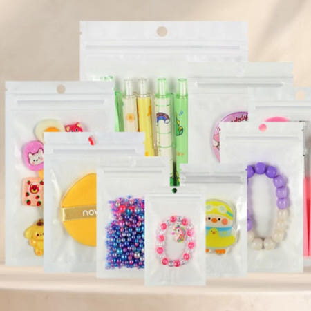 [해피몰OEM]포장 진열용 반투명 화이트 지퍼백 창 소분 봉투 소형 봉지 포카 선물 포장 7x10cm