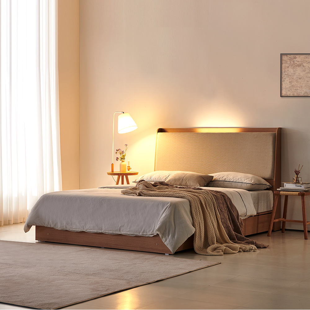 동서가구 블라이 LED 조명 패브릭 슈퍼싱글 침대 프레임 SS DF923174