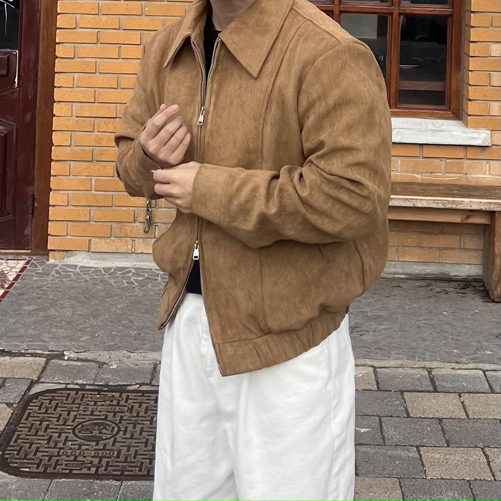 남자 스웨이드 블루종 트러커 오버핏 자켓 - 메인 이미지