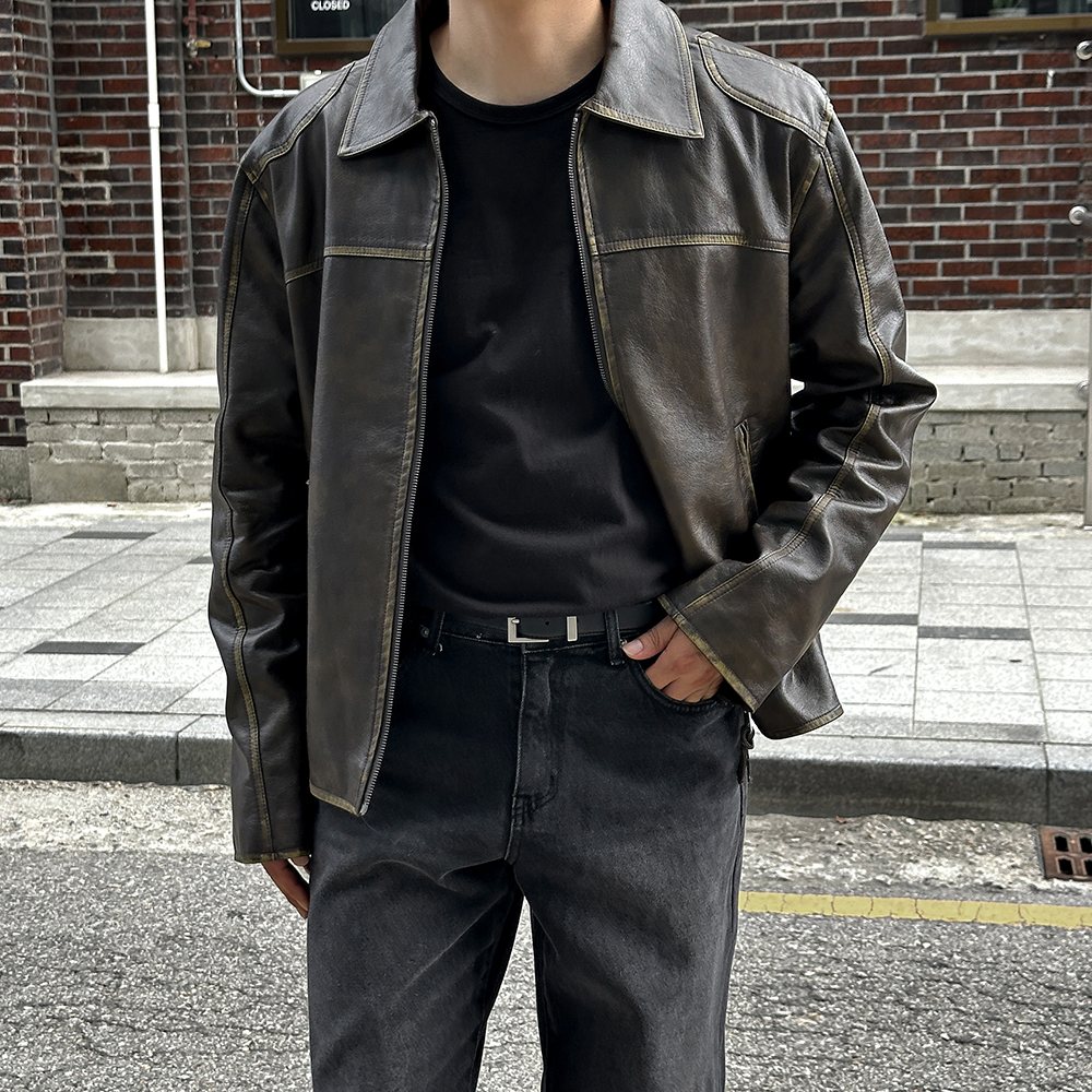 남자 라이더 레더자켓 바이커 가죽자켓 - 상세 이미지 4