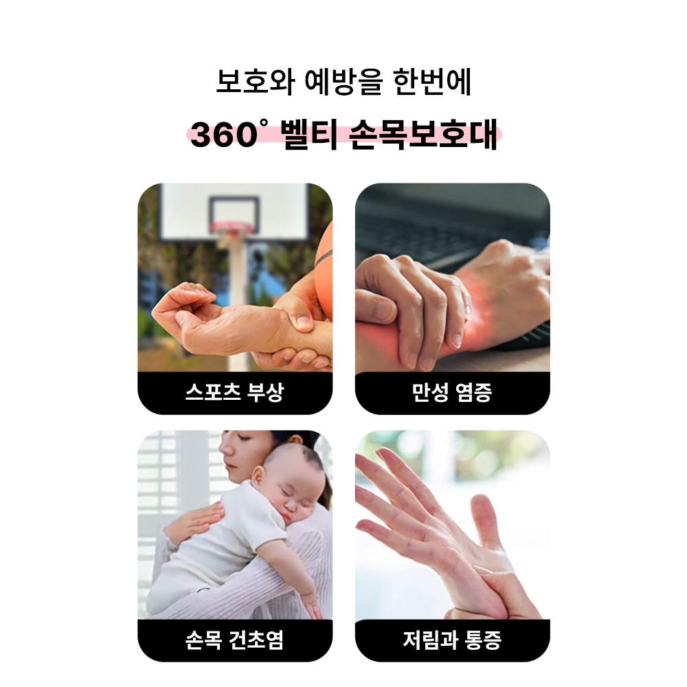 이즈코리아 360도 풀스트랩 손목보호대 벨티 벨크로 엄지 고리 그립 이미지 6