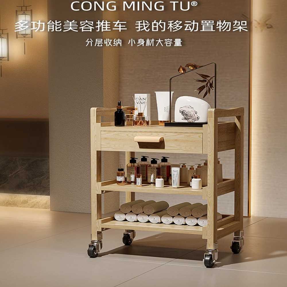 원목 트롤리 무빙카트 서빙카 선반 가정용 수납 찻장 이미지 6