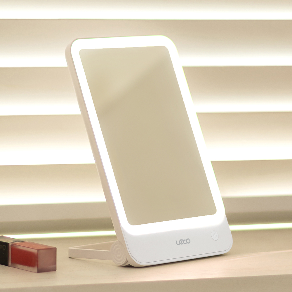 레토 무선 LED 탁상거울 화장 책상 메이크업 조명거울