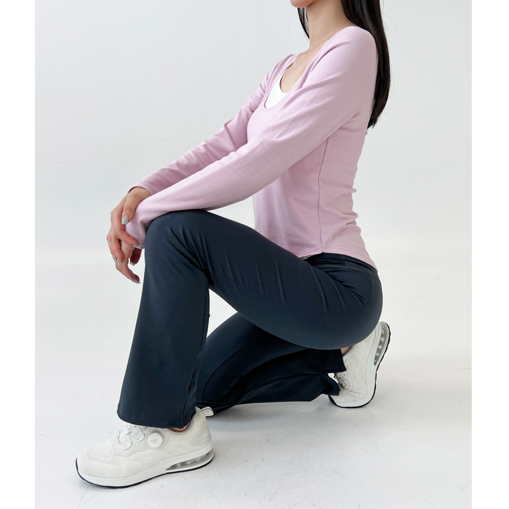 요가복장 헬스장 필라테스 운동복 긴팔 상의 레이어드 티셔츠 - 상세 이미지 2