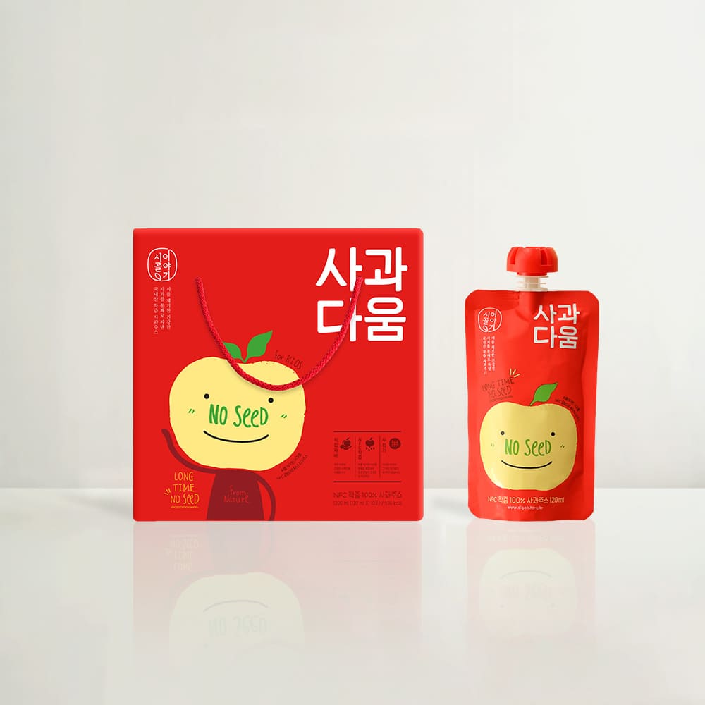 (타임어택 빅딜) 씨뺴고 착즙한 자연과순수 시골이야기 사과다움 사과즙100% 120ml -10포,20포 - 메인 이미지