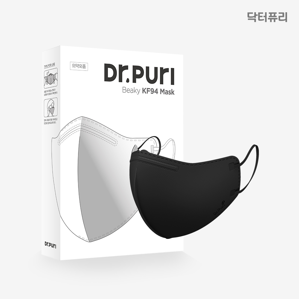 닥터퓨리 KF94 비키 새부리형 황사마스크 L(대형), 블랙, 30개 - 상세 이미지 2