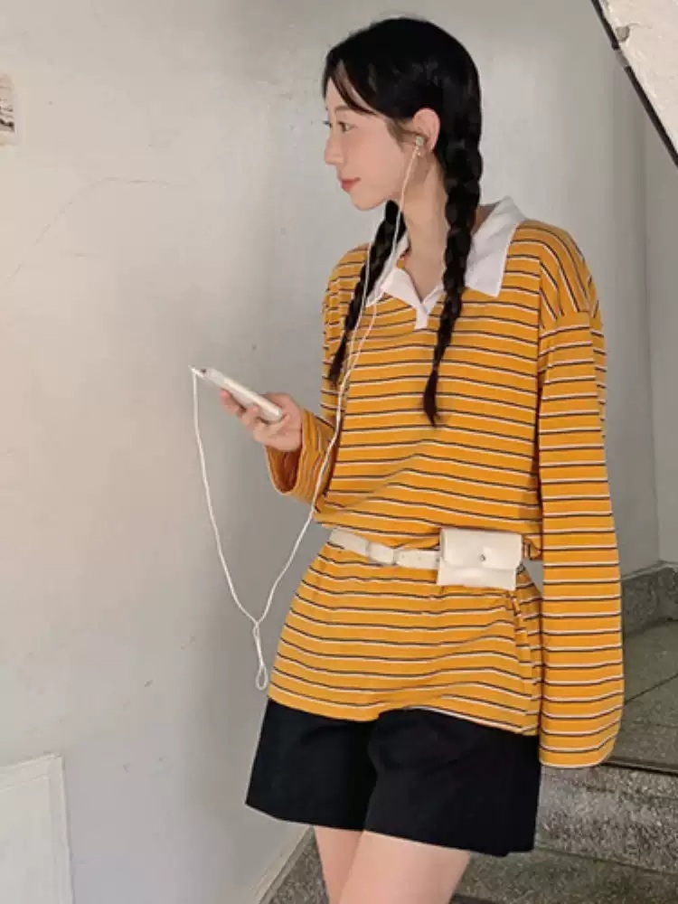 나혼자산다 566화 박나래 티셔츠 레드 긴소매 스트라이프 의상 옷 패션 - 상세 이미지 3