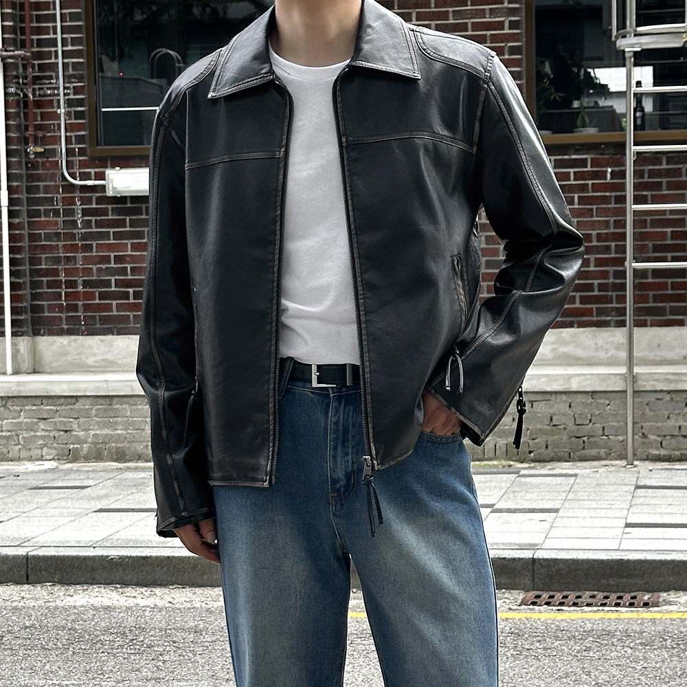 남자 라이더 레더자켓 바이커 가죽자켓 - 상품 이미지